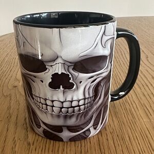 Skull Graphic Ceramic Coffee Mug - Black and White